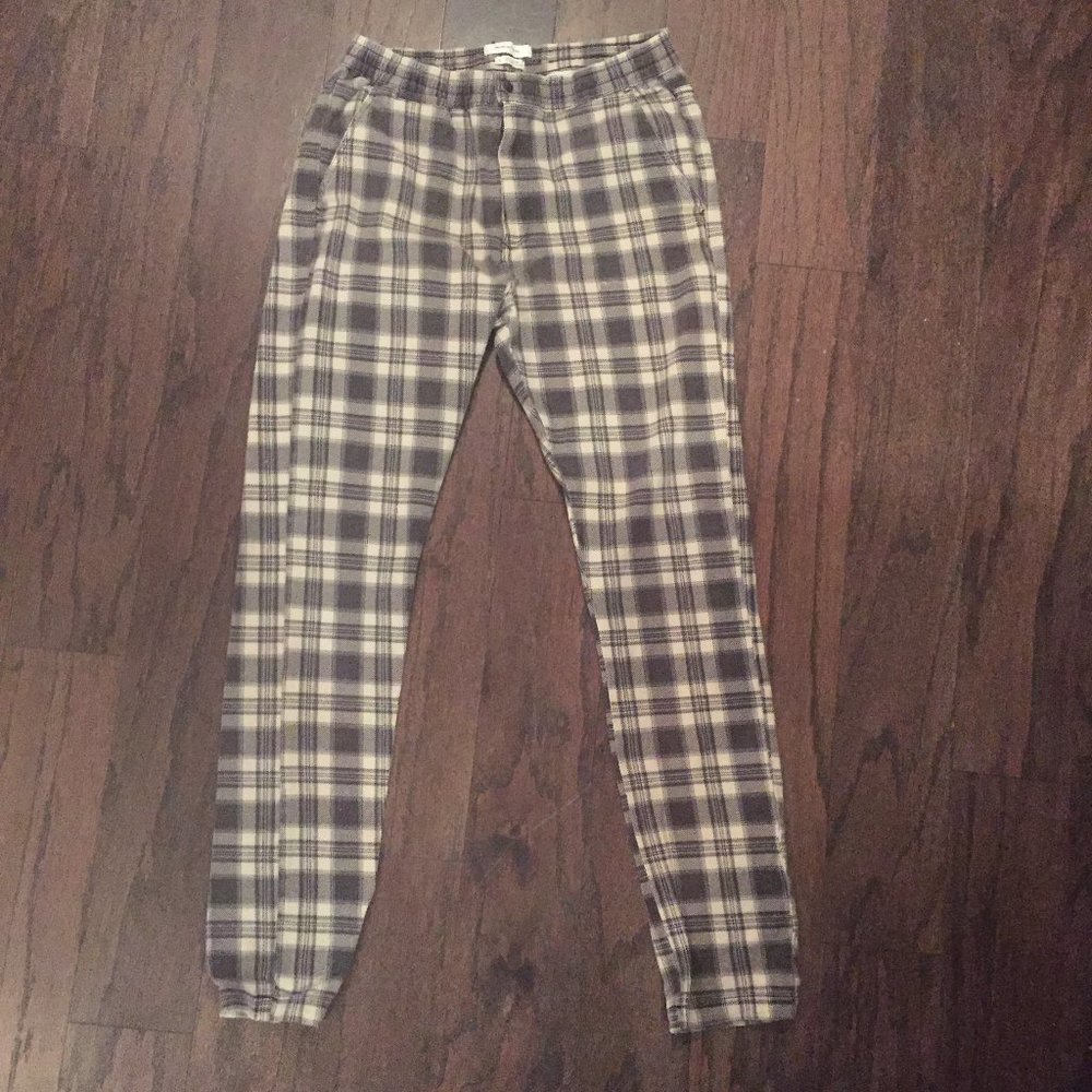 Men's Black and White Plaid Pants